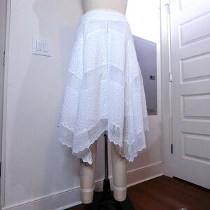 Annabella White Eyelet Handkerchief Hem Skirt | Size M | 100% Cotton